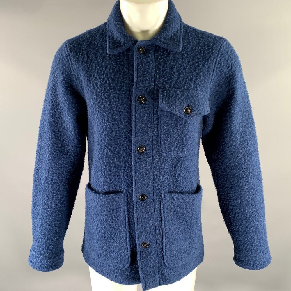 TODD SNYDER Size M Blue Textured Wool Blend Jacket